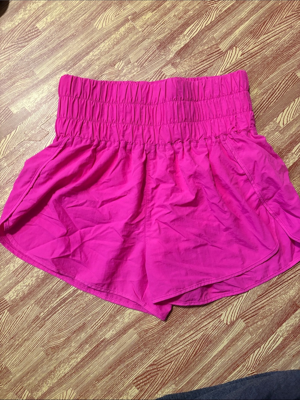 Zenana Outfitters Smocked Waist Athletic Shorts in Hot Pink